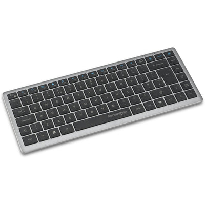 Kensington KB435 EQ clavier compact multi-appareils rechargeable (gris, disposition internationale américaine (QWERTY), commutateurs à ciseaux, 80 % (TKL), USB, 2,4 GHz, Bluetooth 5.4)