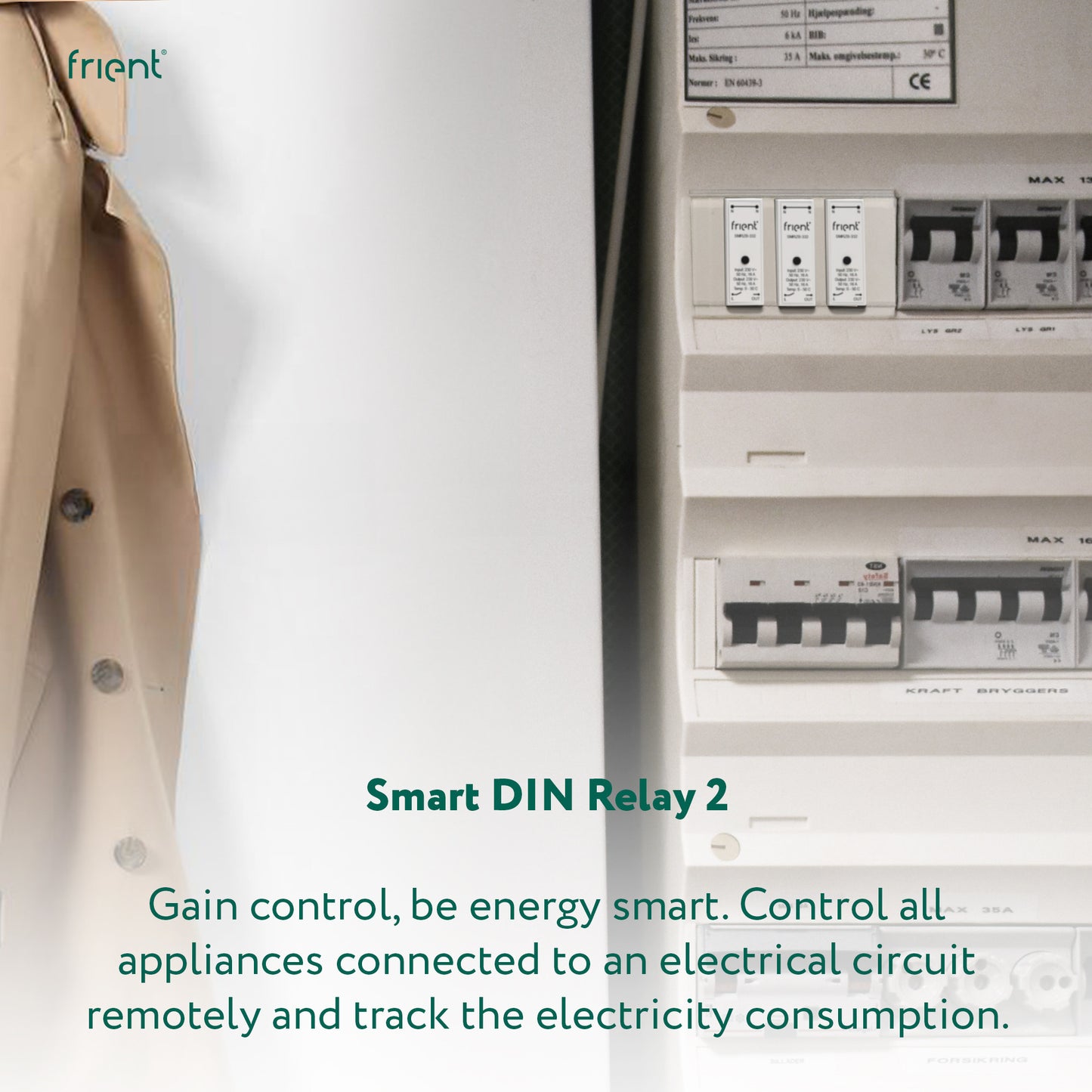 Relais relais din intelligent Frient (gris clair, zigbee)
