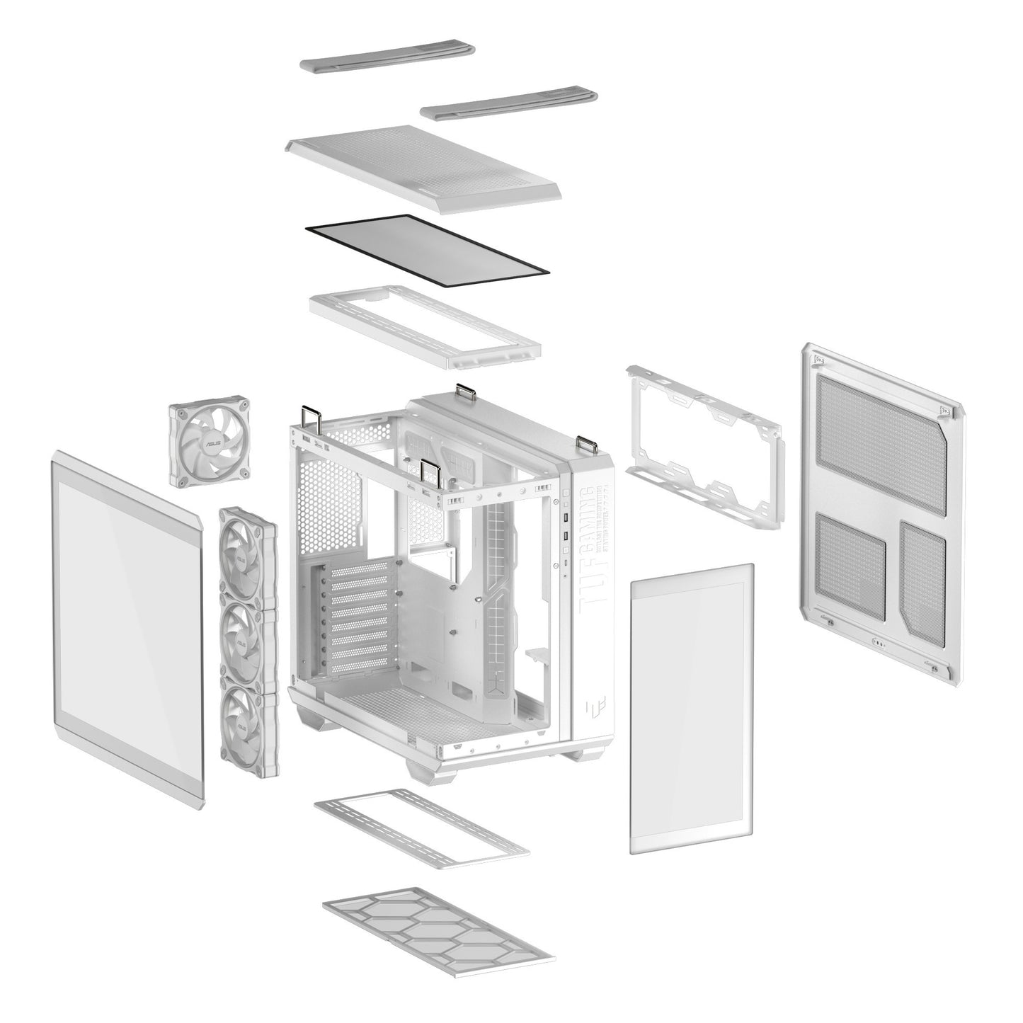 Boîtier tour midi Asus tuf gaming gt502 horizon argb (blanc | 3x usb-a | 1x usb-c | verre trempé)