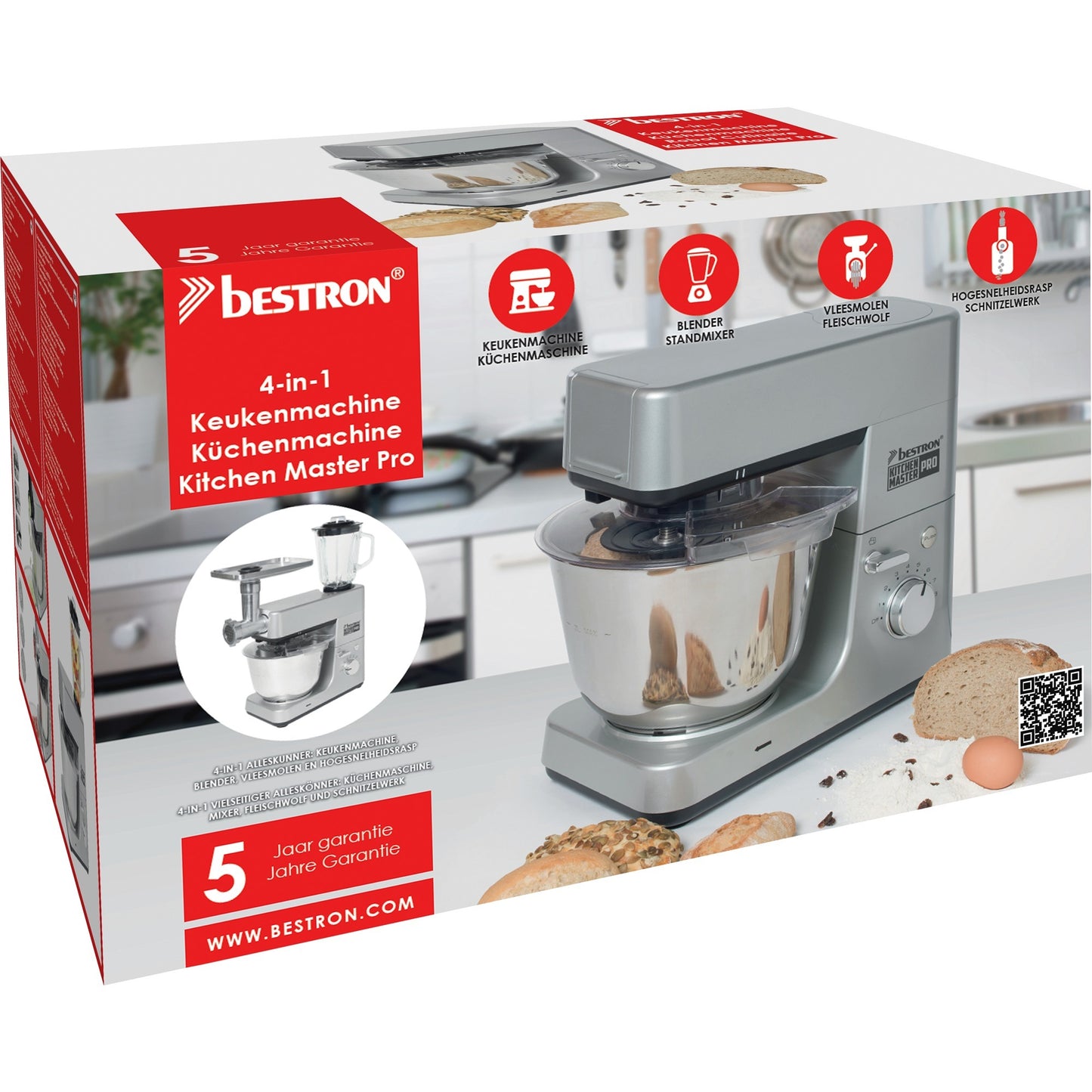 Bestron AKM1600s 4-en-1 Food Prowepor Kitchen Pro