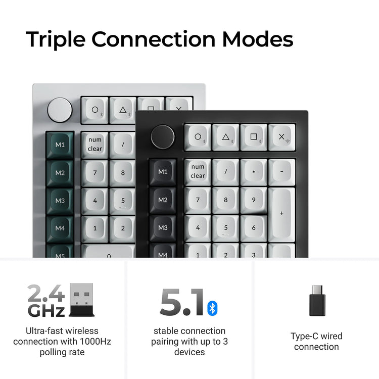 Keychron q0 he qmk pavé numérique personnalisé sans fil RVB pavé numérique mécanique (noir, disposition américaine (qwerty), nébuleuse magnétique Gateron à double rail, échange à chaud, RVB, touches PBT à double prise)