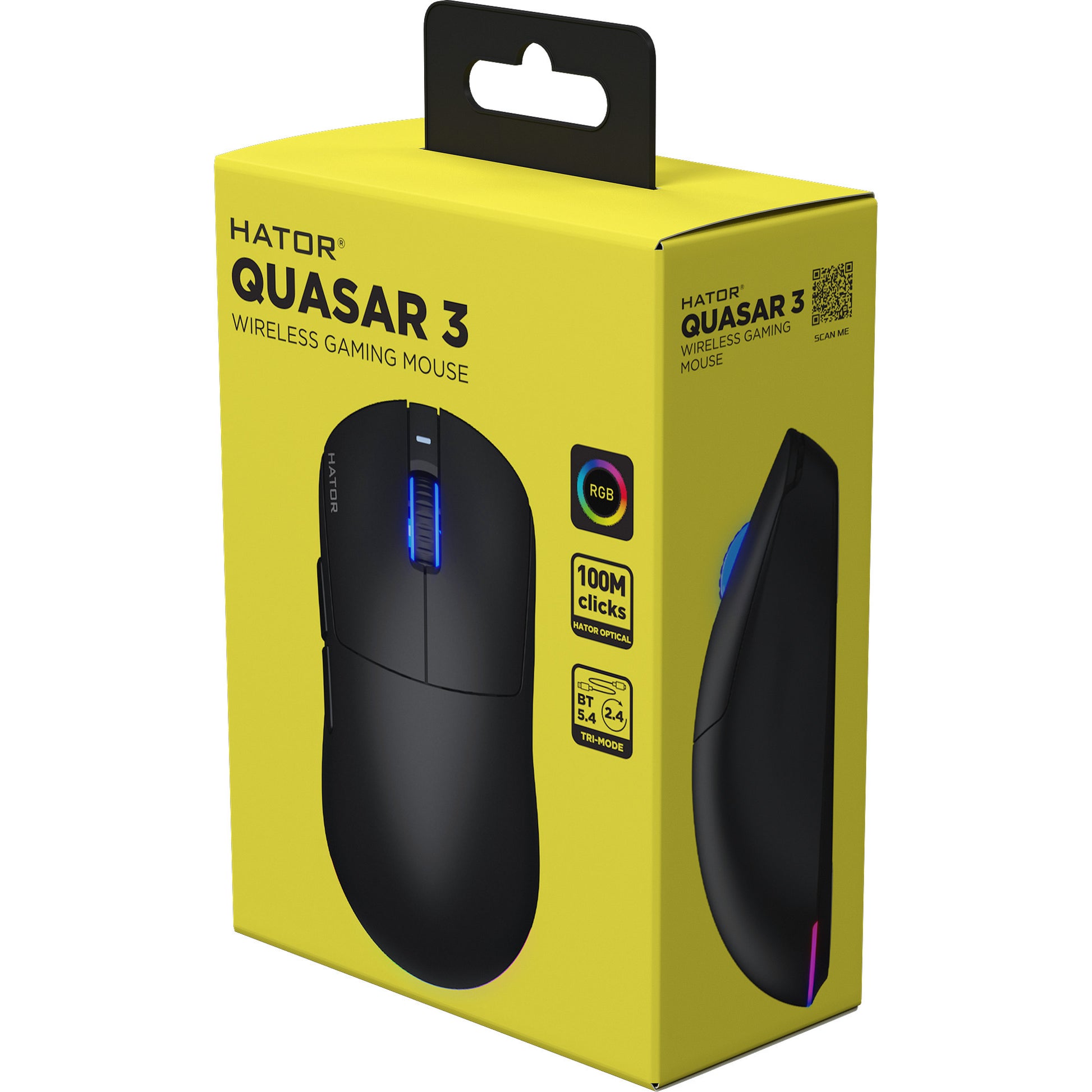 Souris de jeu sans fil Hator Quasar 3 (noir, 400 - 12 000 dpi, RVB, 2,4 GHz Bluetooth 5.1 USB)
