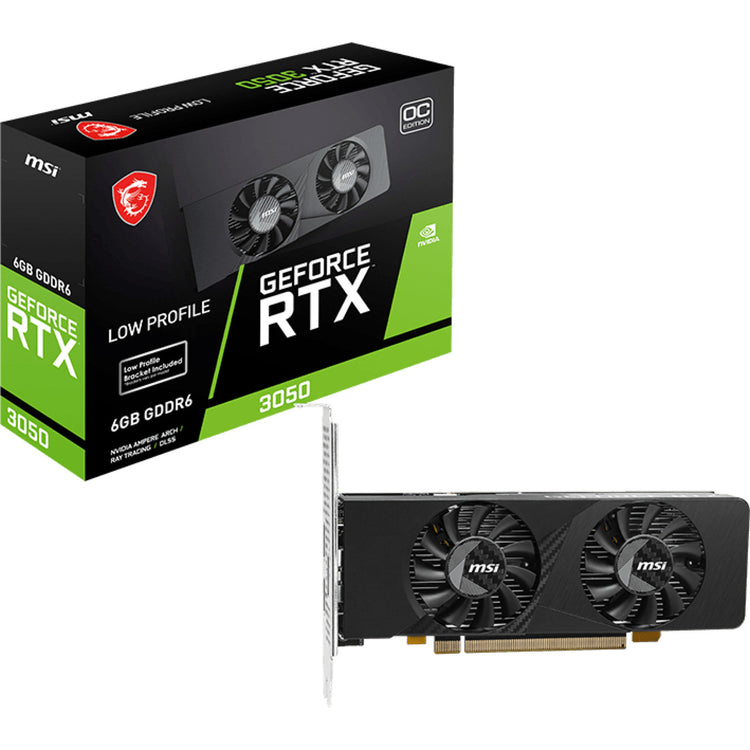 Carte graphique MSI GeForce RTX 3050 LP E 6G OC (2x HDMI, 1x Display Port, DLSS)