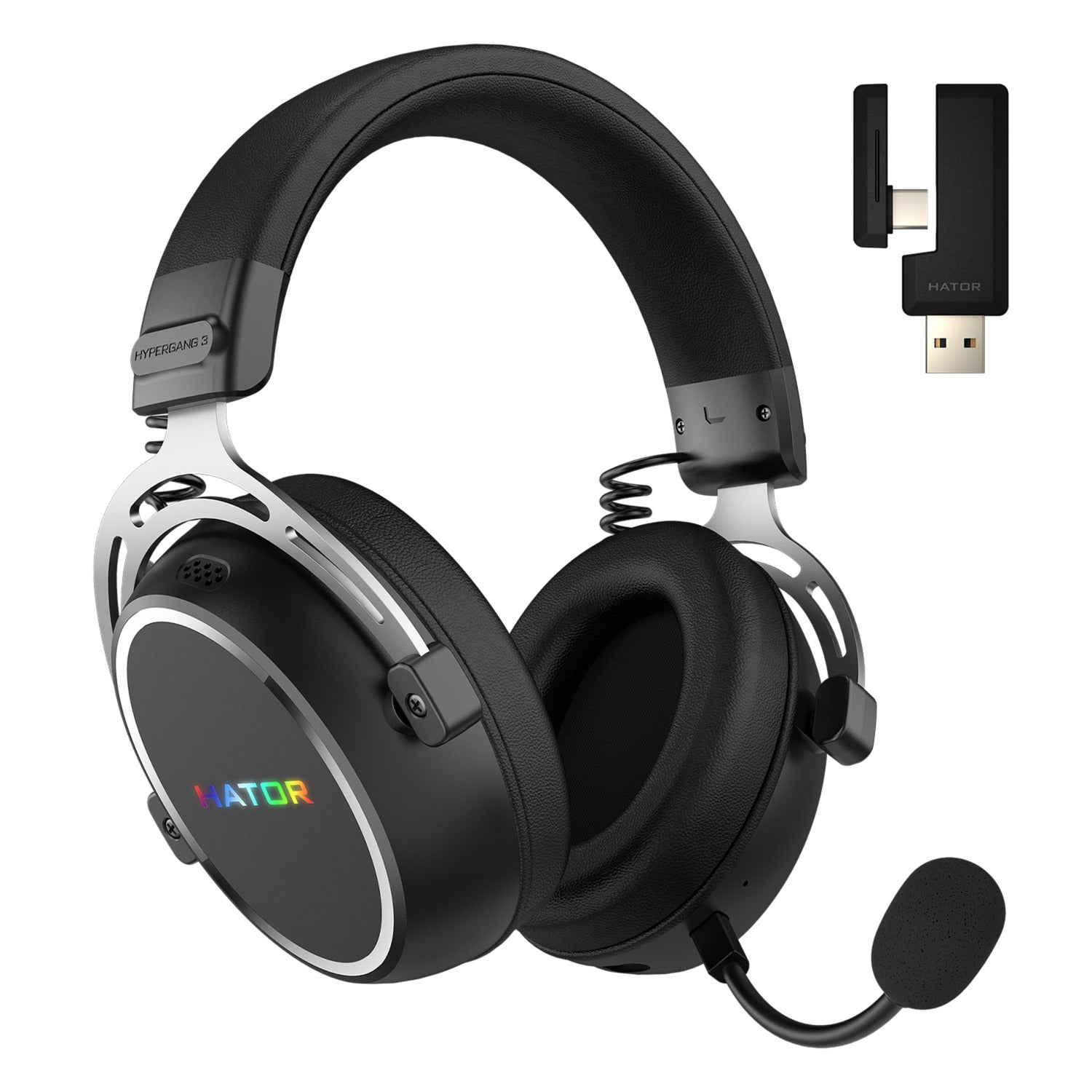 Casque de jeu supra-auriculaire sans fil Hator Hypergang 3 (noir, RVB, Bluetooth USB 2,4 GHz)