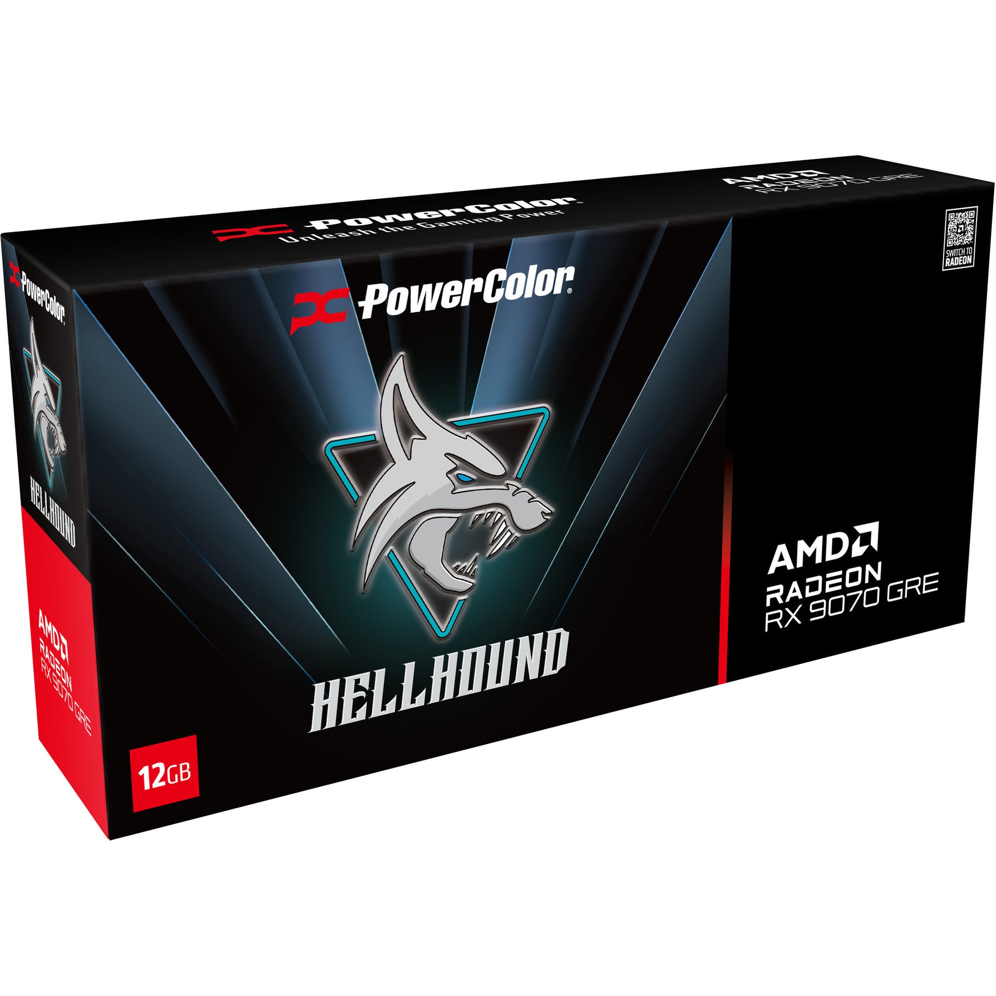 Carte graphique Powercolor Radeon RX 9070 Gre Hellhound 12 Go GDDR6 (noir, RDNA4, 3x Display Port, 1x HDMI 2.1)