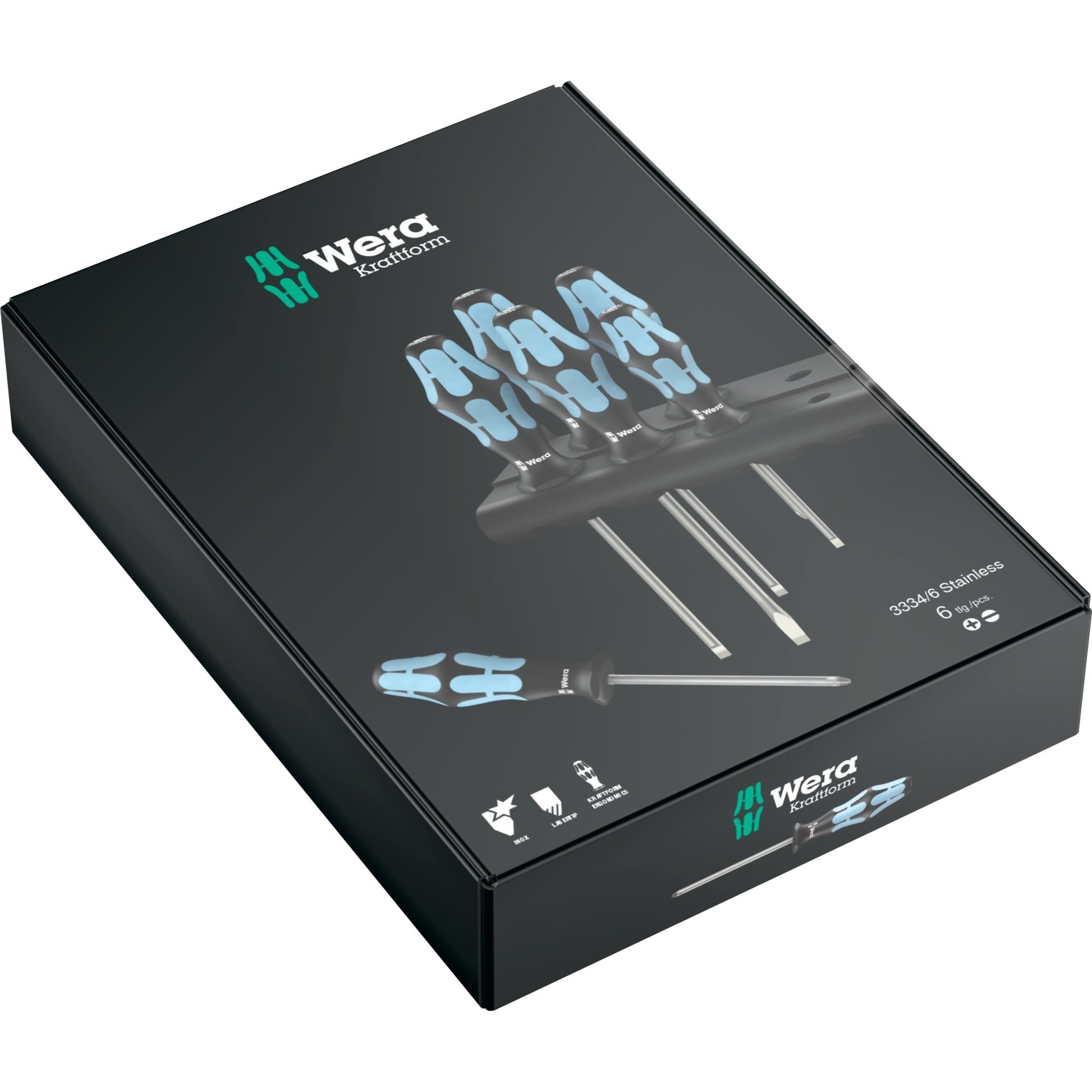 Wera 3334 6 Sett des tournevis, acier inoxydable + support, 6 parties