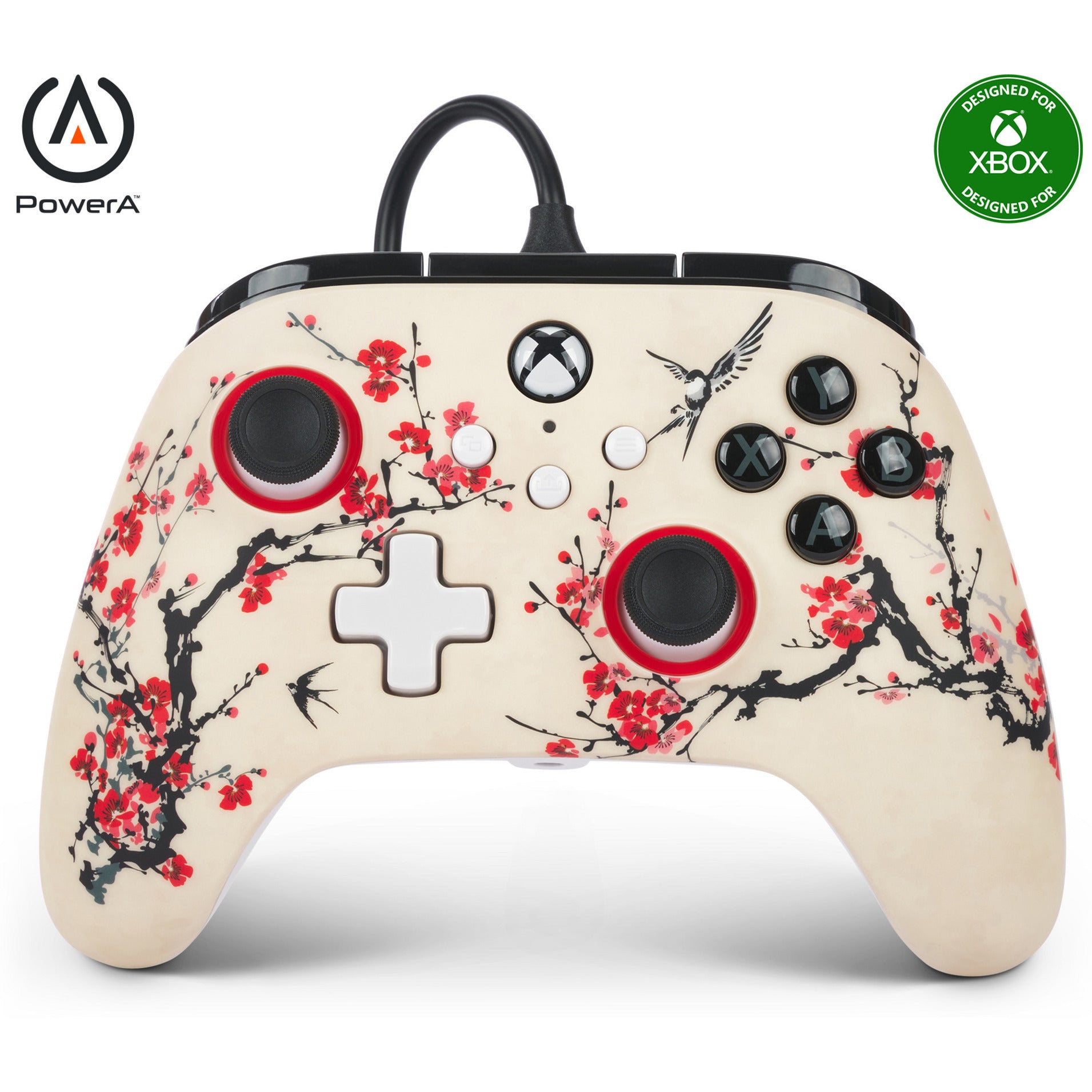 Manette Powera Advantage avec câble pour Xbox Series X|s - Warrior's Nirvana (Magnolia White, Xbox Series X|s, Xbox One, PC)