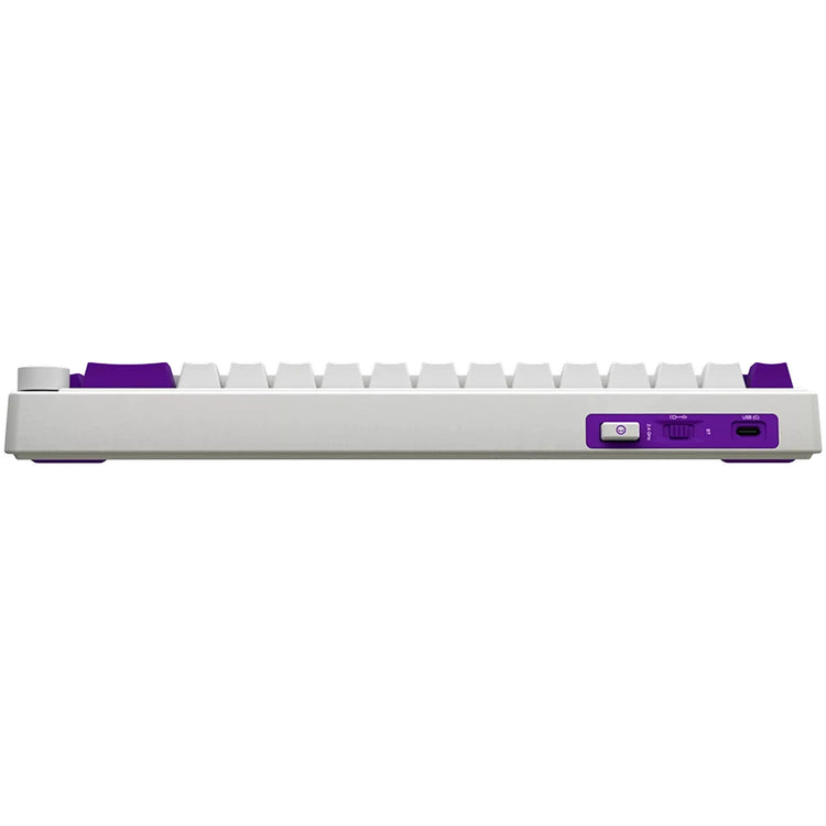 Lorgar kbp70mw, clavier de jeu (blanc, disposition américaine, violet toxique logar, 65%, rvb, remplaçable à chaud, pbt double-shot, bluetooth 2.4ghz usb)