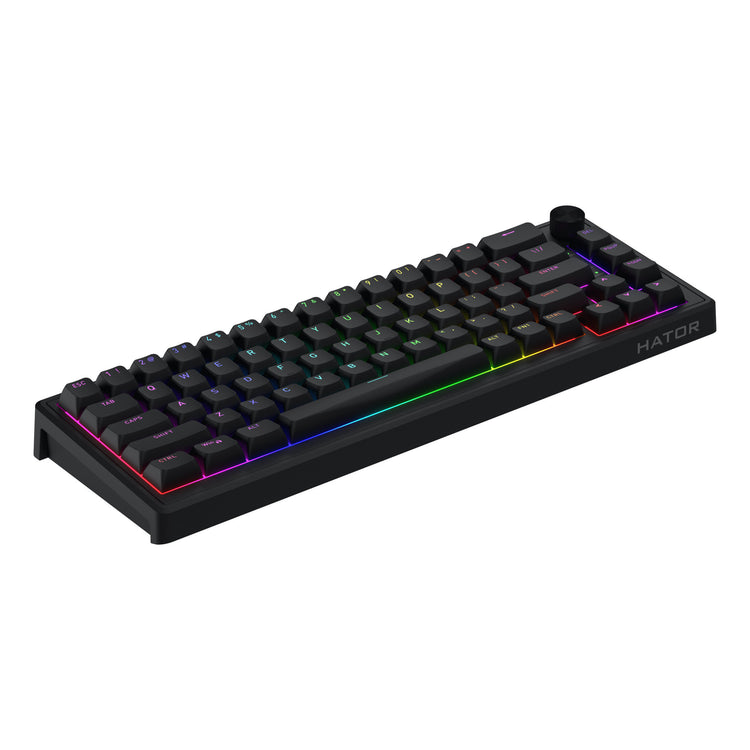 Hator skyfall filaire, clavier de jeu (noir, disposition américaine, hator aurum sterling, 65%, RVB, double shot abs, hot-swap)