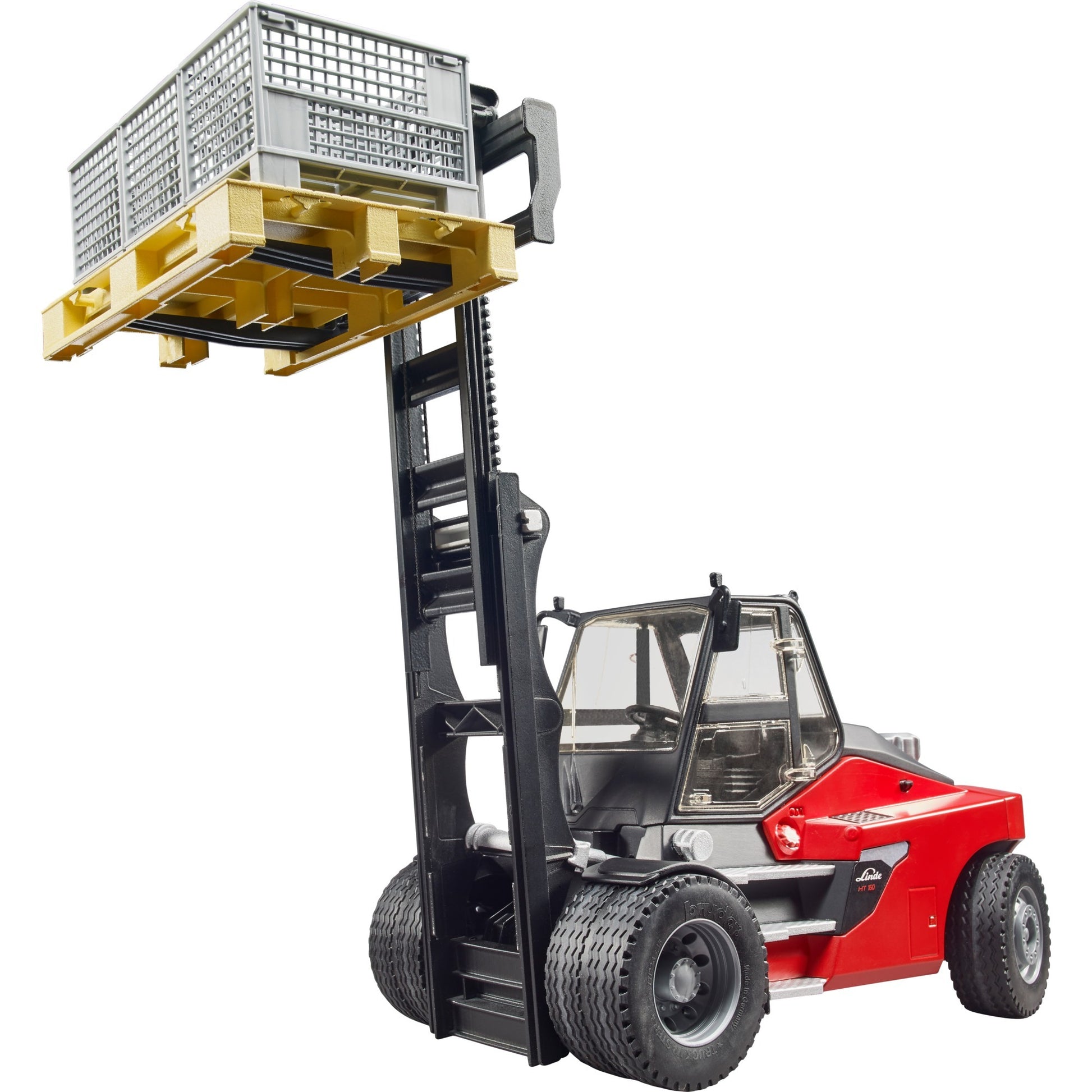 Bruder Linde HT160S Forklift avec palette et 3 cages de palette