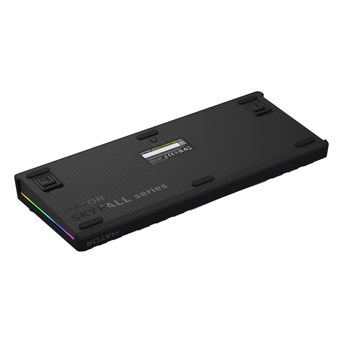 Hator skyfall pro sans fil, clavier de jeu (noir, disposition américaine, hator aurum vanille silencieux, 80 % (tkl), RVB, pbt double-shot, échange à chaud, USB-C Bluetooth 2,4 GHz)
