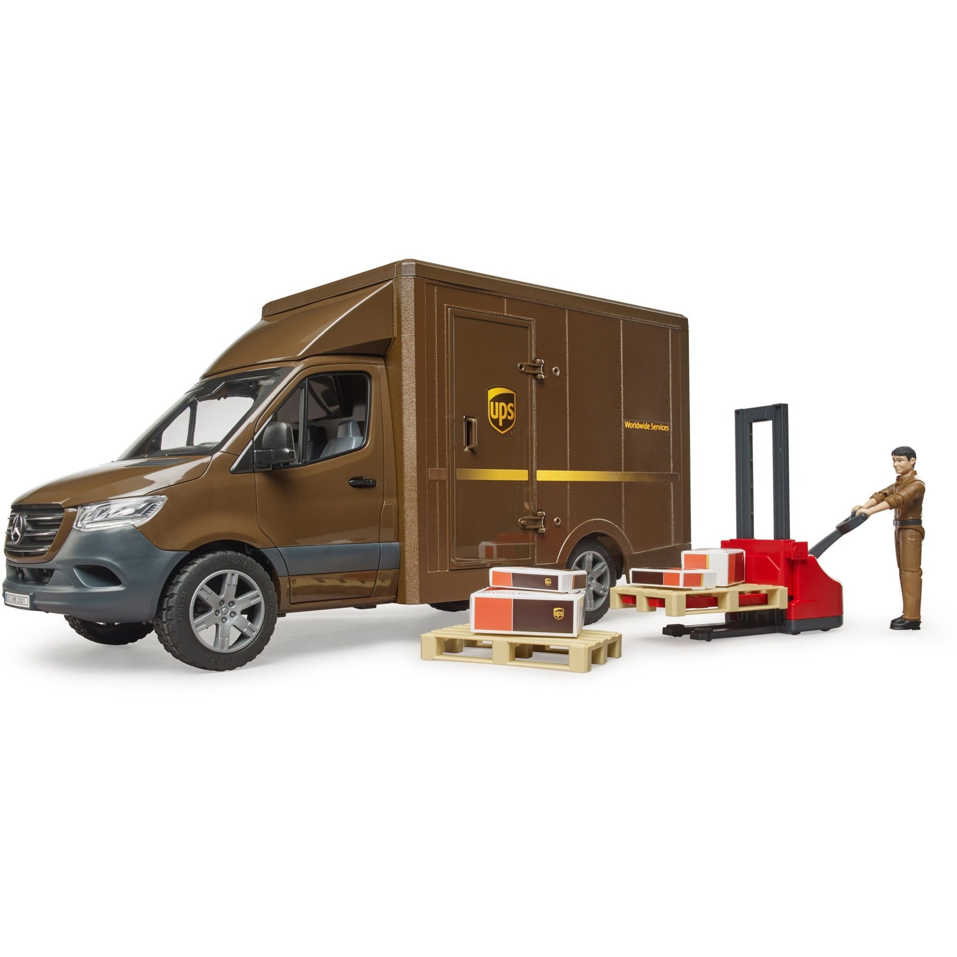 Bruder MB Sprinter Ups avec pilote et accessoires
