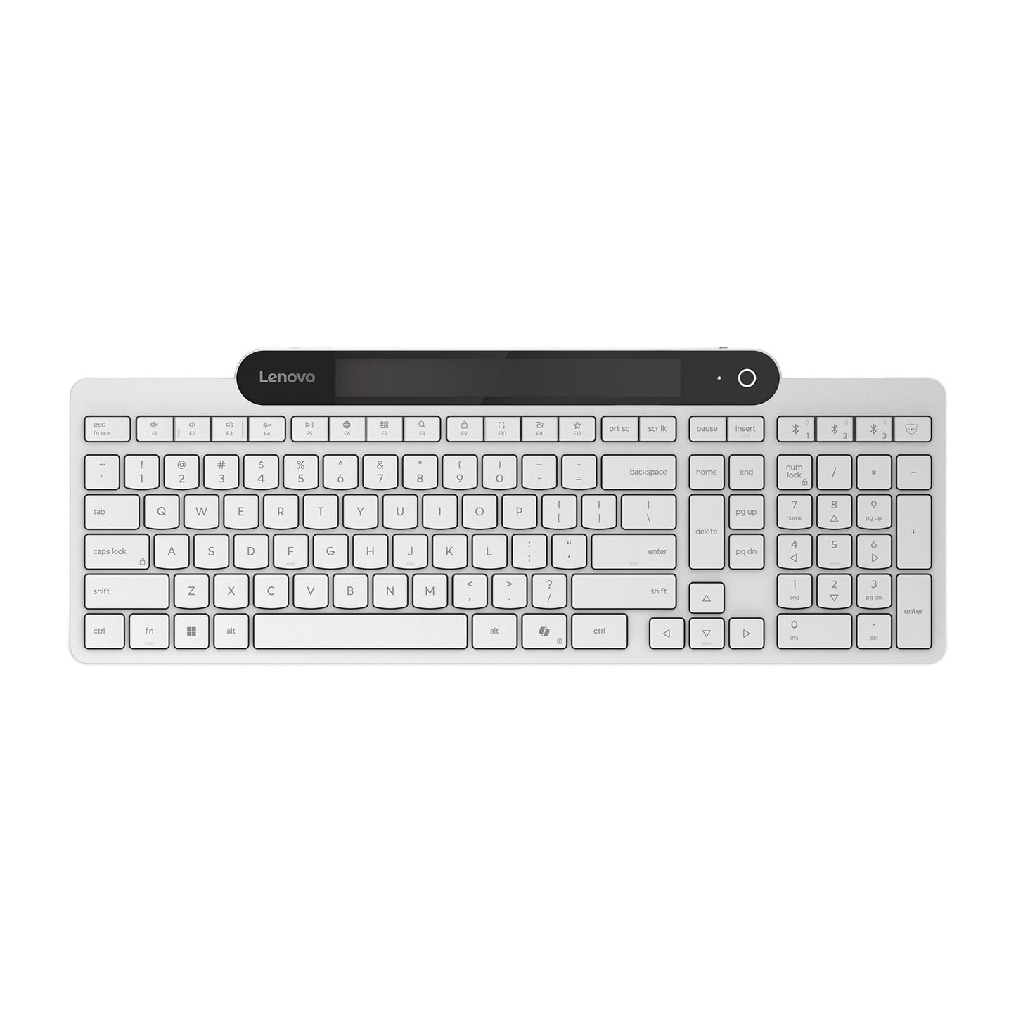 Clavier Bluetooth auto-rechargeable Lenovo 800 (blanc, disposition américaine (QWERTY), piston, 100 %, interrupteur à piston, Bluetooth 5.1, USB-C)