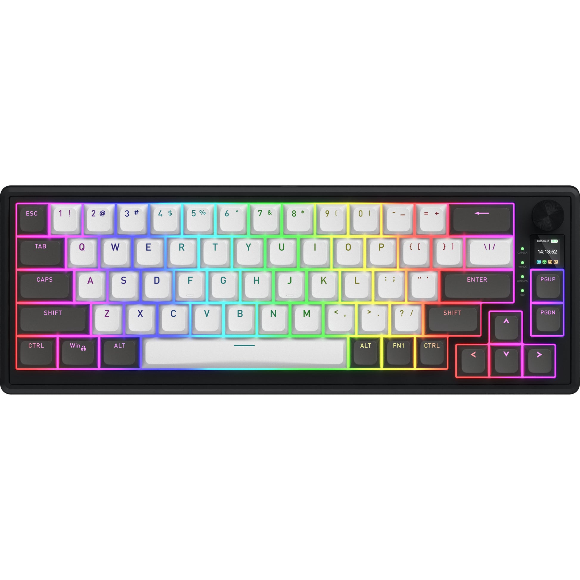 Hator skyfall pro sans fil, clavier de jeu (noir, disposition américaine, hator aurum vanille silencieux, 65%, RVB, pbt double-shot, échange à chaud, bluetooth usb-c 2,4 GHz)