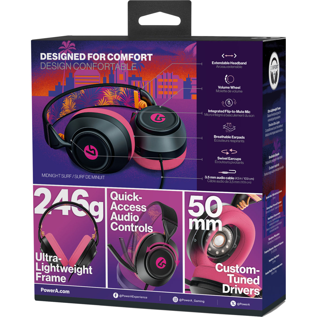 Powera Lucidsound LS10 Casque de jeu filaire – Casque de jeu supra-auriculaire de marque minuit (noir rose, Playstation 5, Playstation 4, Xbox Series X|s, Xbox One, PC, mobile)