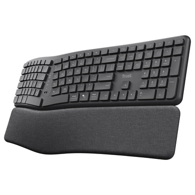 Clavier ergonomique sans fil Trust Keyra (noir, disposition US, Bluetooth 2.4G USB)