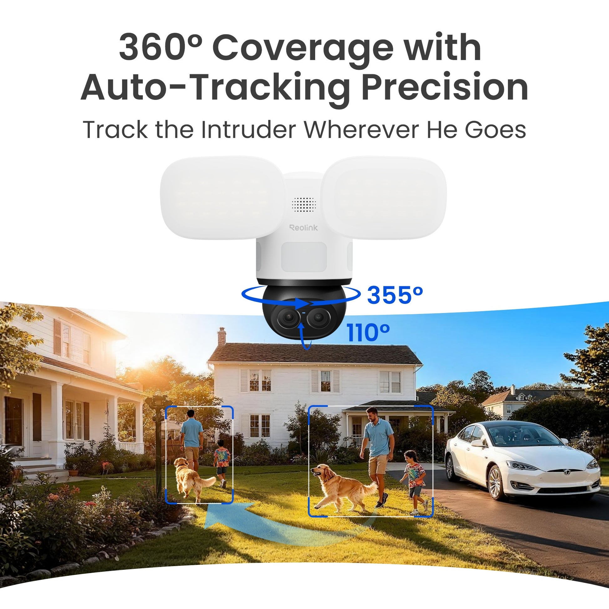 Caméra de sécurité wifi avec projecteur trackflex Reolink f850w (blanc, 4k, wifi)