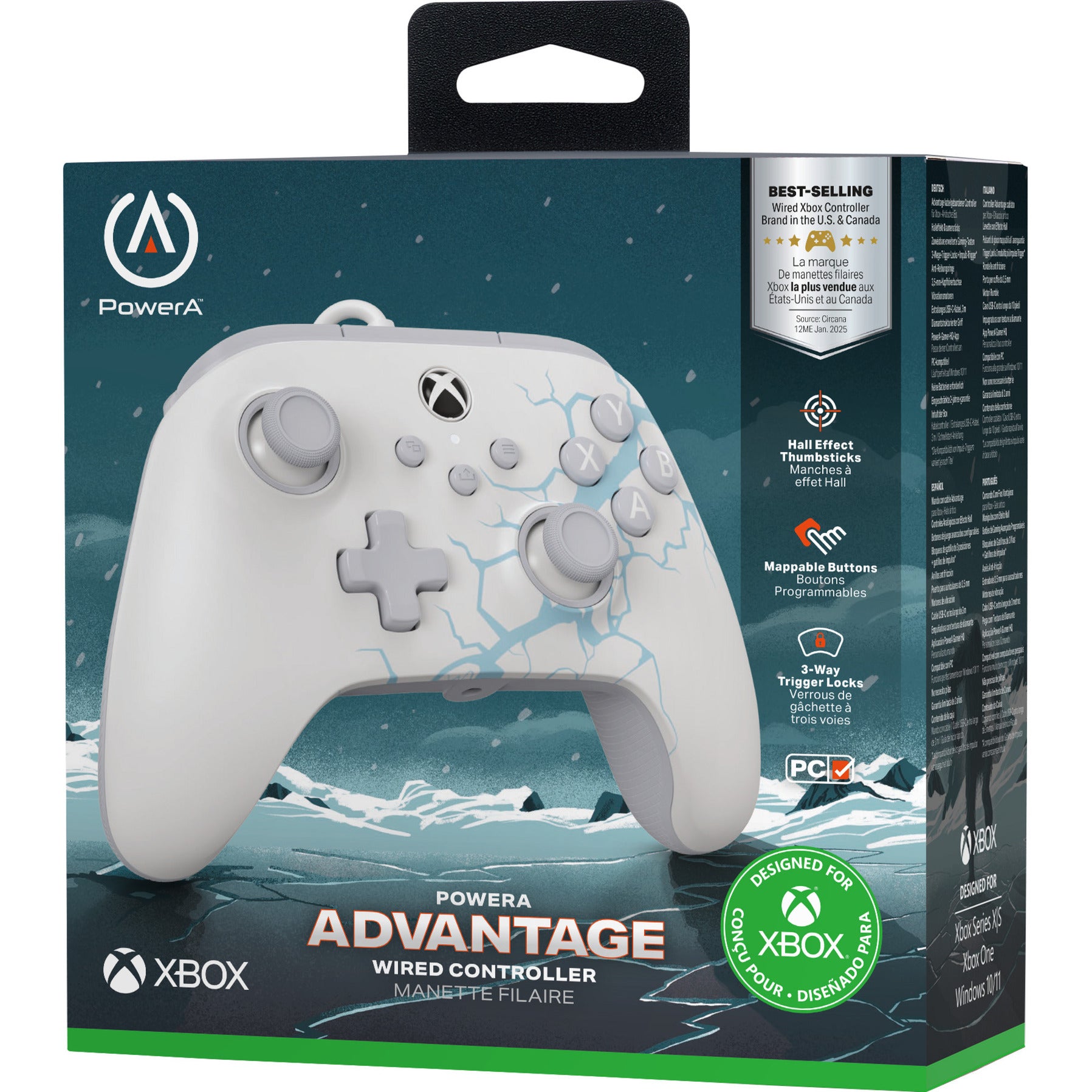 Manette Powera Advantage avec câble pour Xbox Series X|s - Polar Ice (blanc bleu, Xbox Series X|s, Xbox One, PC)