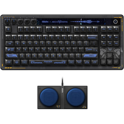 Clavier mécanique 8bitdo retro 87 - mecha break, clavier de jeu (noir bleu, disposition américaine, kailh box jellyfish proglaze, tkl, touches abs, échange à chaud, bluetooth le 5.0, sans fil 2,4 GHz, usb)