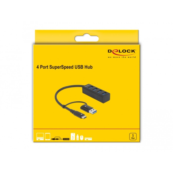 Dellock 4-fever USB 3.2 Gen 1 Hub avec USB Type-C ou USB T