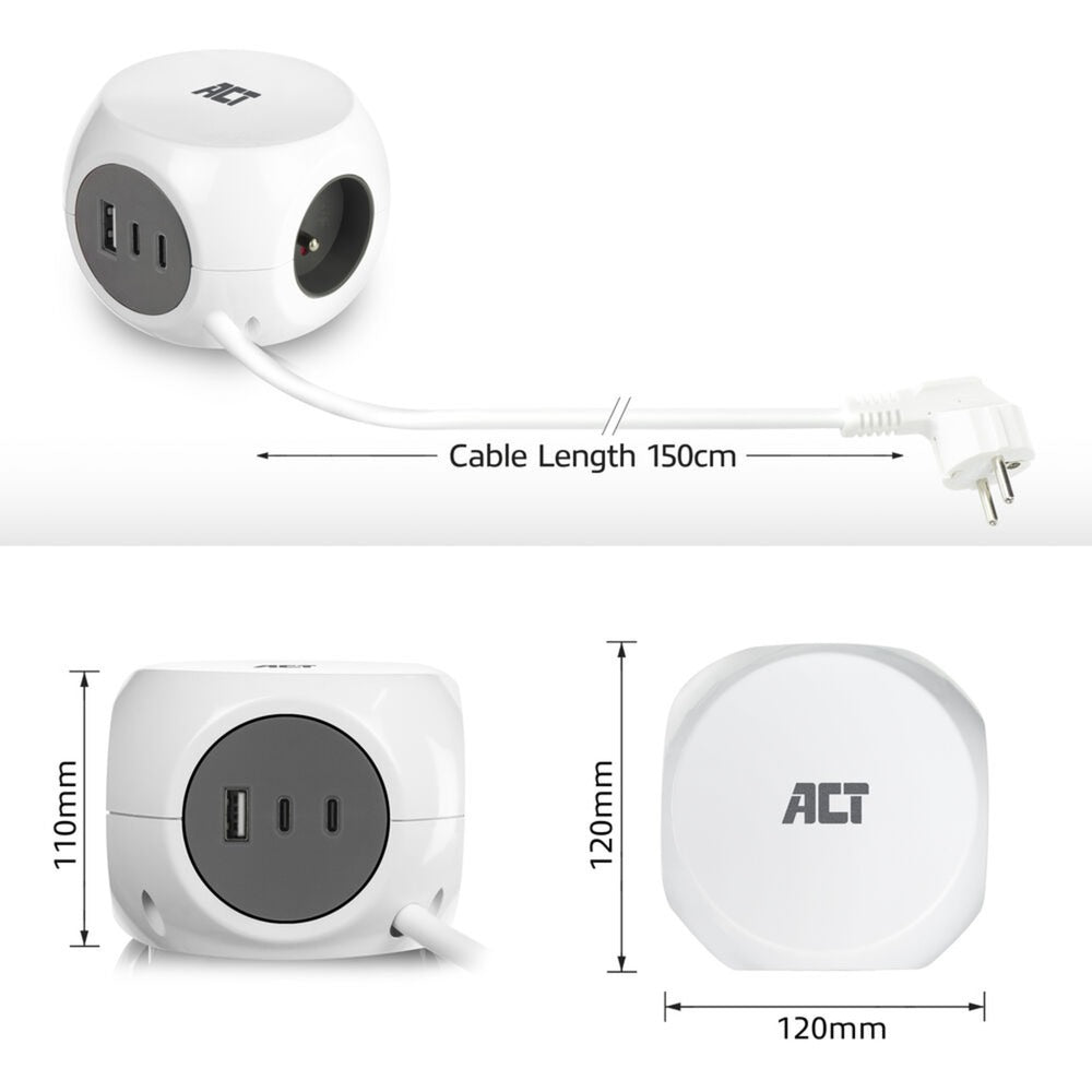 Act Connectivity Socket Kubus avec 3 sockets, 30W D