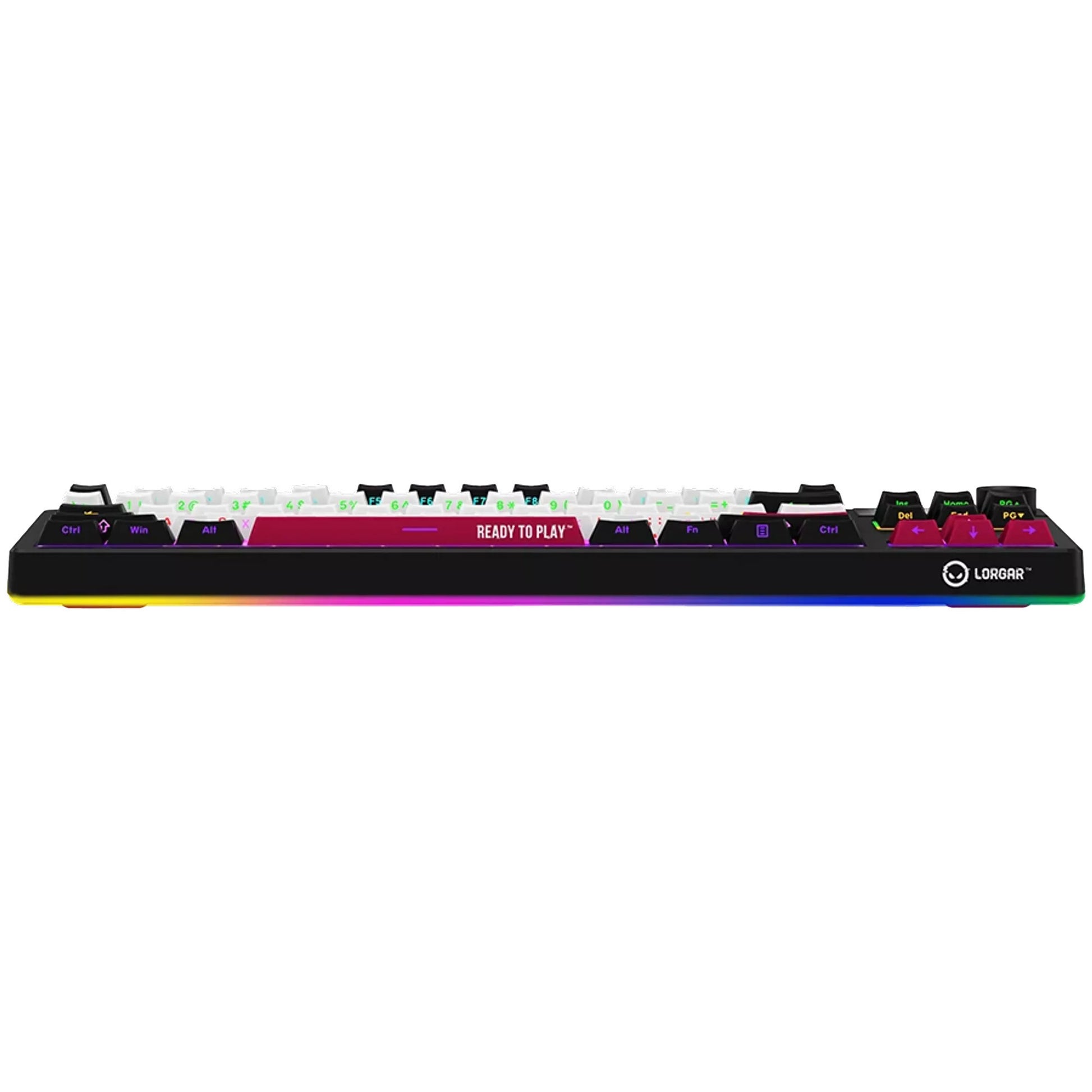 Lorgar kbp70tklw, clavier de jeu (noir, disposition américaine, logar toxique violet, tkl, rvb, échangeable à chaud, pbt double-shot, bluetooth 2.4ghz usb)