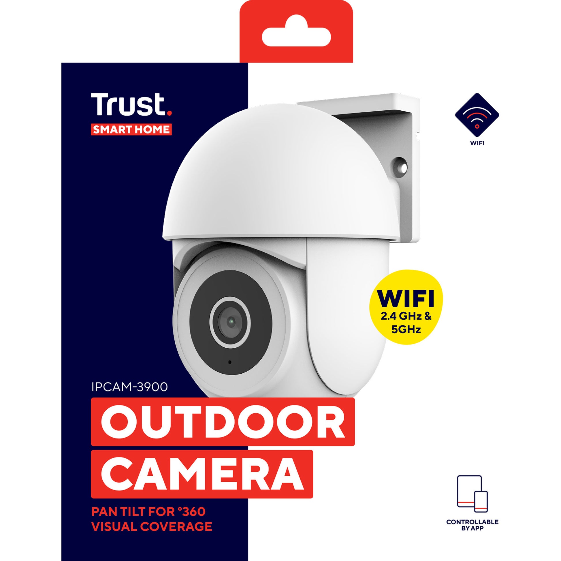 Trust ipcam-3900 Caméra extérieure 360° (blanche, WiFi 2,4 ou 5ghz)