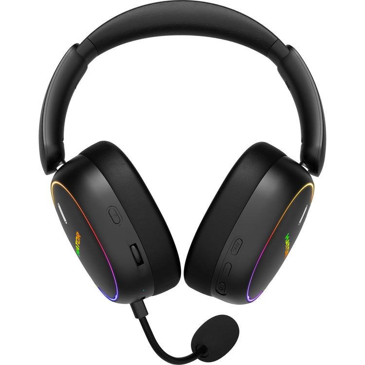 Casque de jeu supra-auriculaire sans fil Hator Phoenix 2 (noir, RVB, 2,4 GHz Bluetooth 5.4 USB-C)