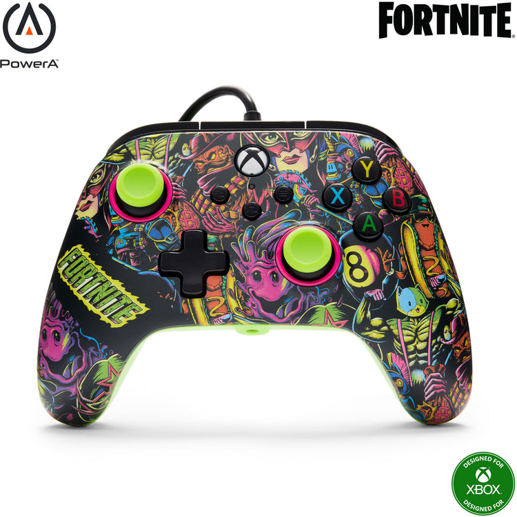 Manette Powera Advantage avec câble pour Xbox Series X|s - Fortnite : Glow (vert néon, Xbox Series X|s, Xbox One, PC)
