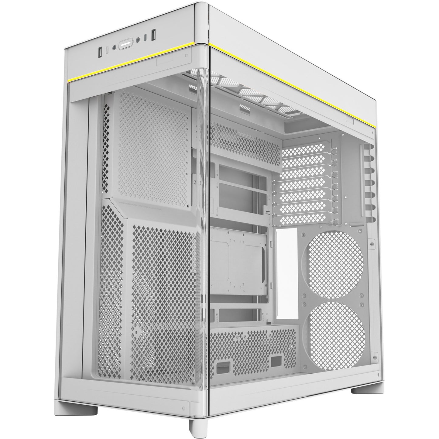 Boîtier tour midi Montech HS02 (blanc | 2x USB-A | 1x USB-C | RGB | verre trempé)