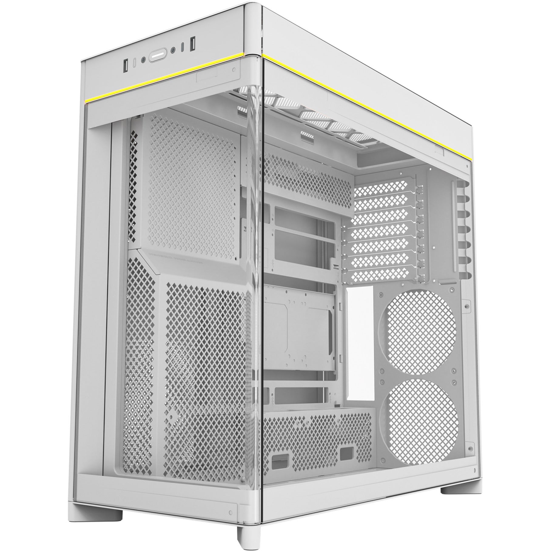 Boîtier tour midi Montech HS02 (blanc | 2x USB-A | 1x USB-C | RGB | verre trempé)
