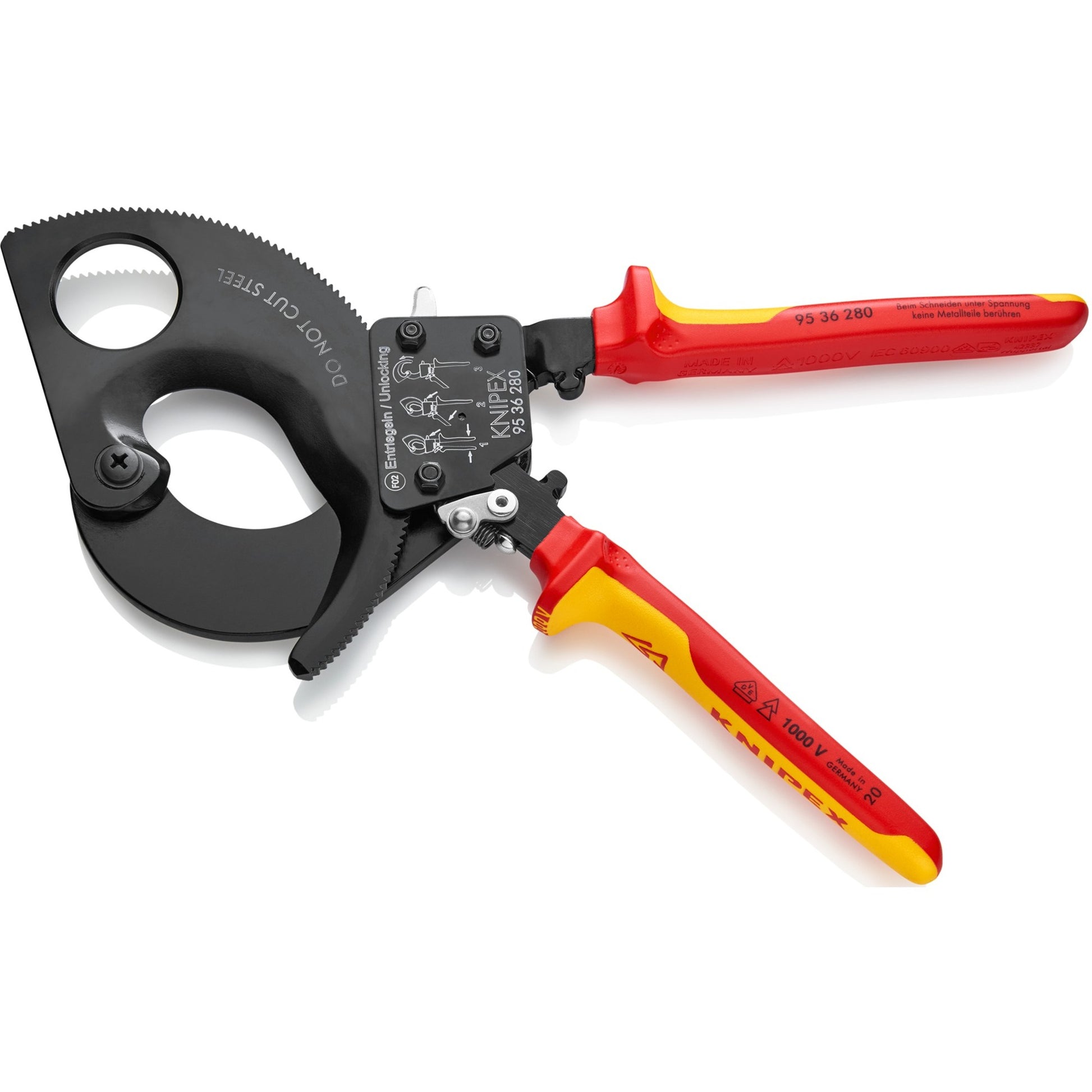 Ciseaux de câble Knipex avec principe à cliquet 9536280