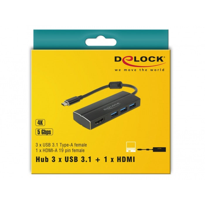 Dellock USB-C 3.1> 3x USB-A 3.0 Hub + HDMI