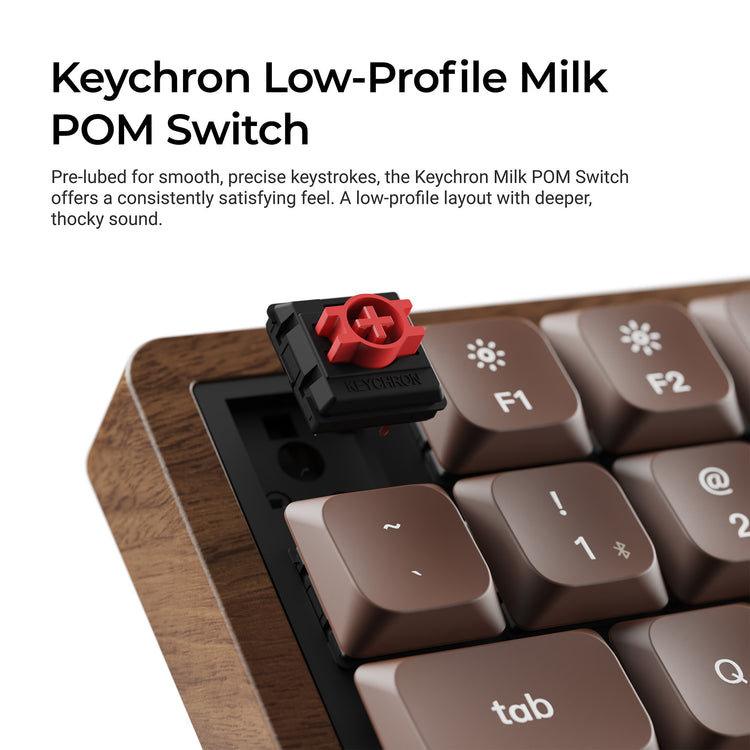 Clavier mécanique RVB Keychron k3 max-h3w tout bois édition spéciale (couleur bois, disposition américaine (qwerty), marron pompon de lait, 75 %, LED RVB, pbt double-shot, échange à chaud, 2,4 GHz | Bluetooth 5.1 | USB-C)