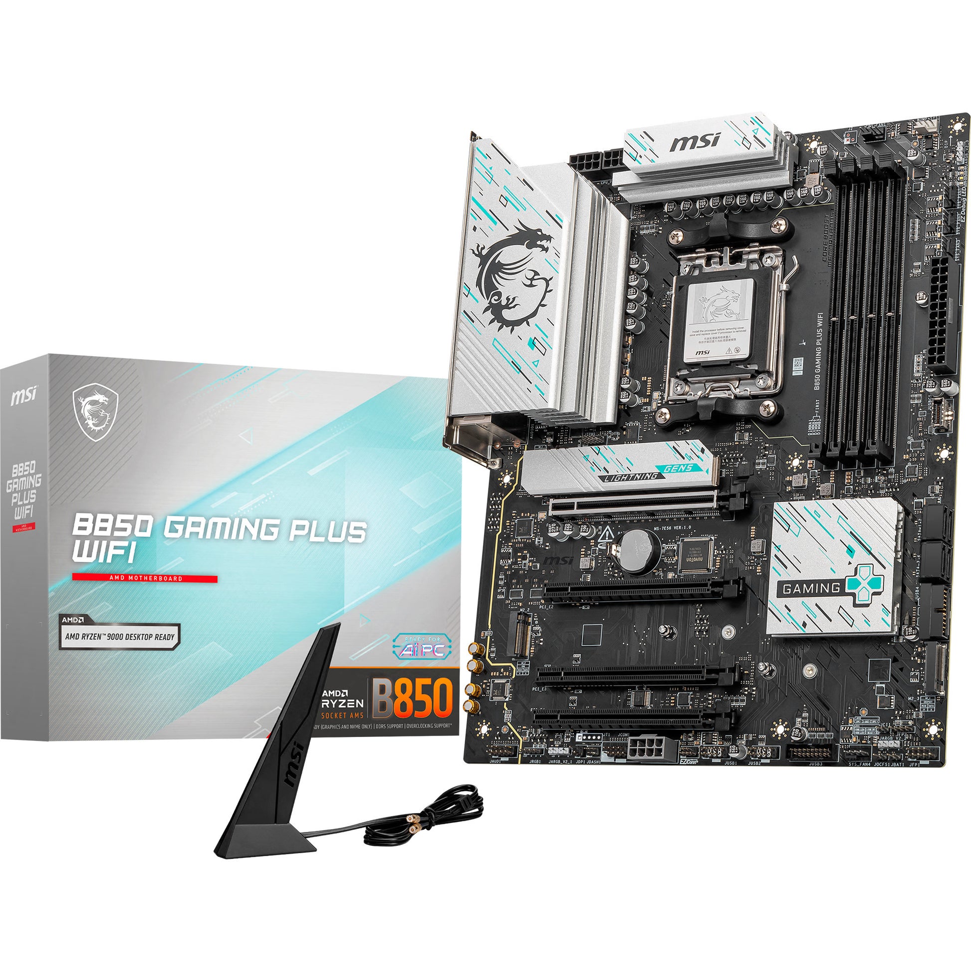 Carte mère MSI B850 Gaming Plus WiFi Socket AM5 (RAID, 5 Go-LAN, WiFi 7, BT, Son, ATX)