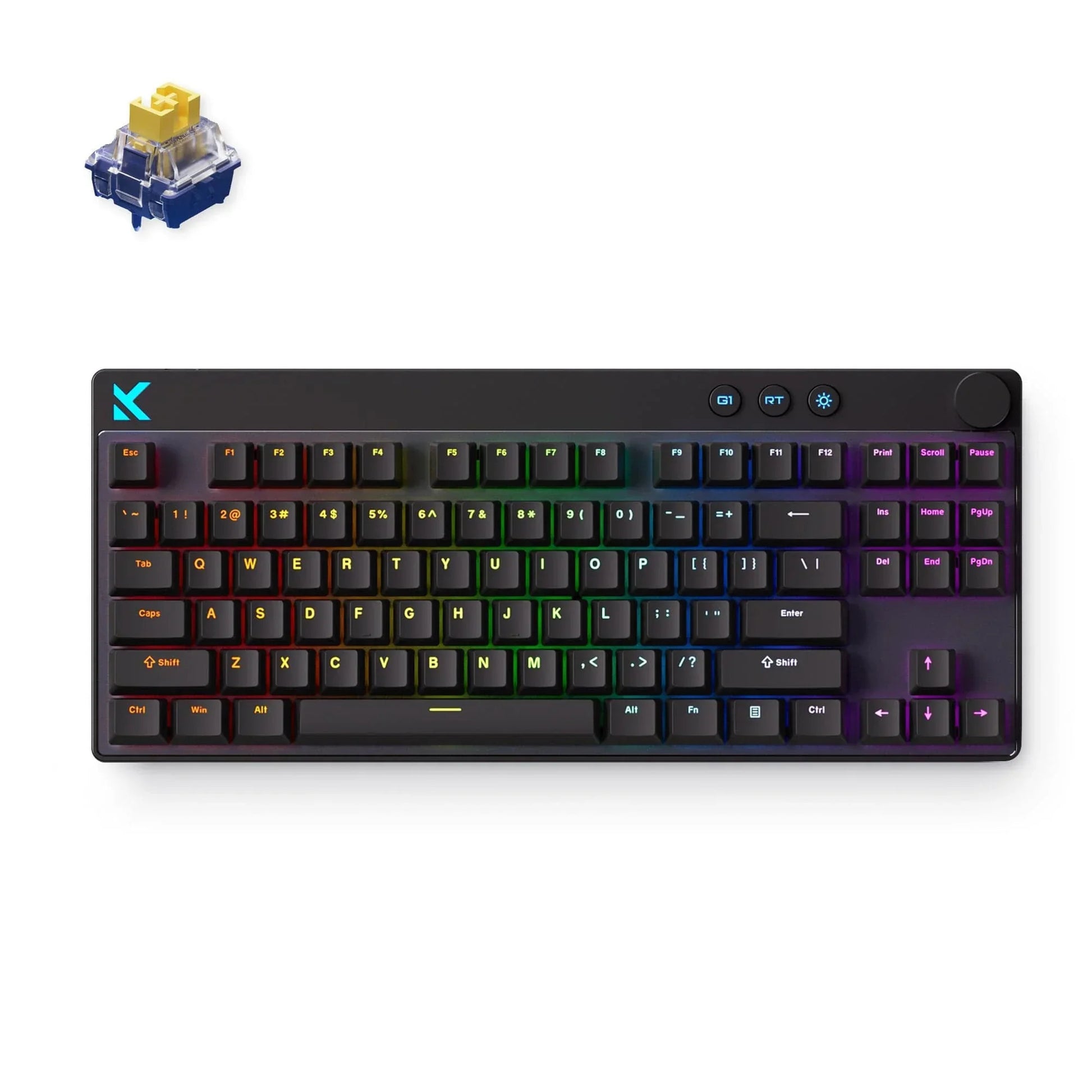 Mchose mix 87 clavier de jeu à commutateur magnétique à effet hall (noir, disposition américaine, 80%, RVB, échange à chaud, USB-C, capteur à effet hall)