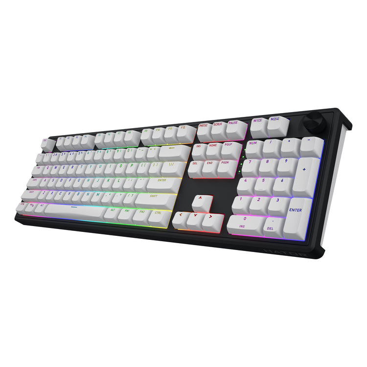 Hator skyfall sans fil, clavier de jeu (noir, disposition américaine, hator aurum citron, RVB, double shot abs, hot-swap, bluetooth usb-c 2,4 GHz)
