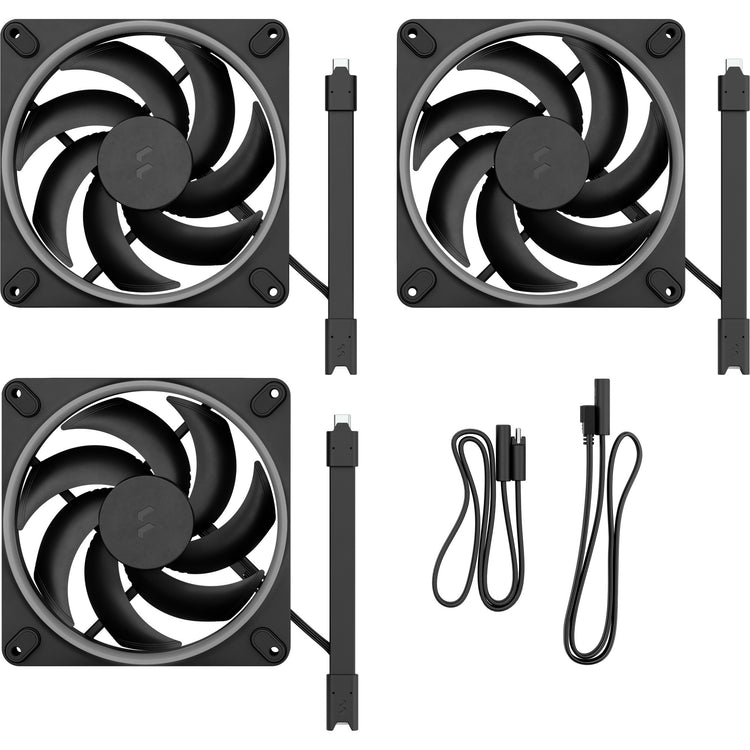 Fractal design momentum 14 ventilateurs de boîtier RVB (noir, 3 pièces, 140 x 140 x 25 mm, pwm)
