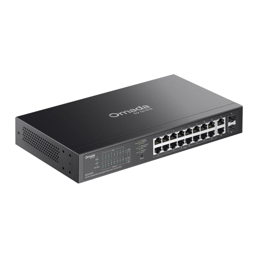 Tp-link omada es220gp commutateur géré facile gigabit 20 ports (noir, 16x poe+, 2x gigabit sfp)