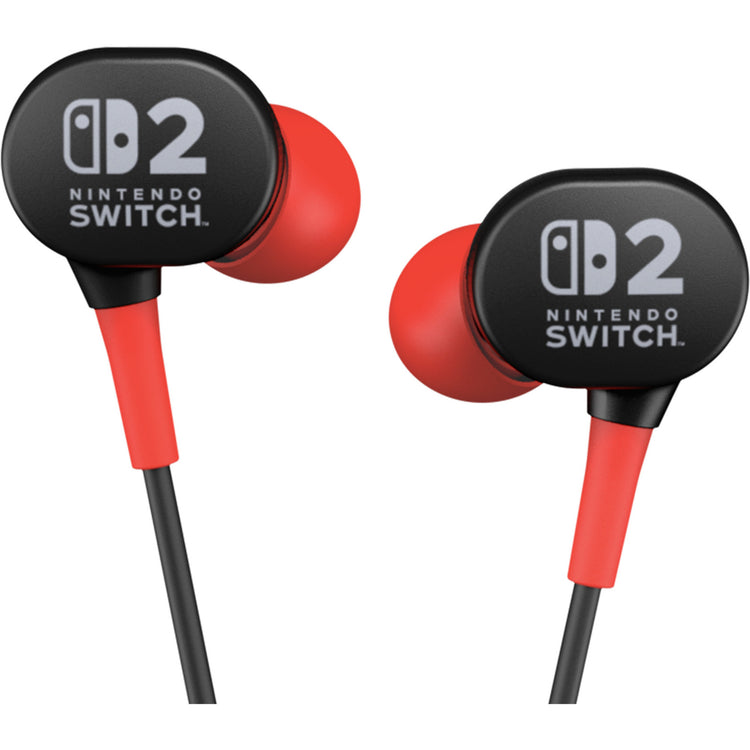 Écouteurs filaires Powera pour intra-auriculaires Nintendo Switch 2 (noir rouge, Nintendo Switch 2, Nintendo Switch, Nintendo Switch - modèle OLED, Nintendo Switch Lite)
