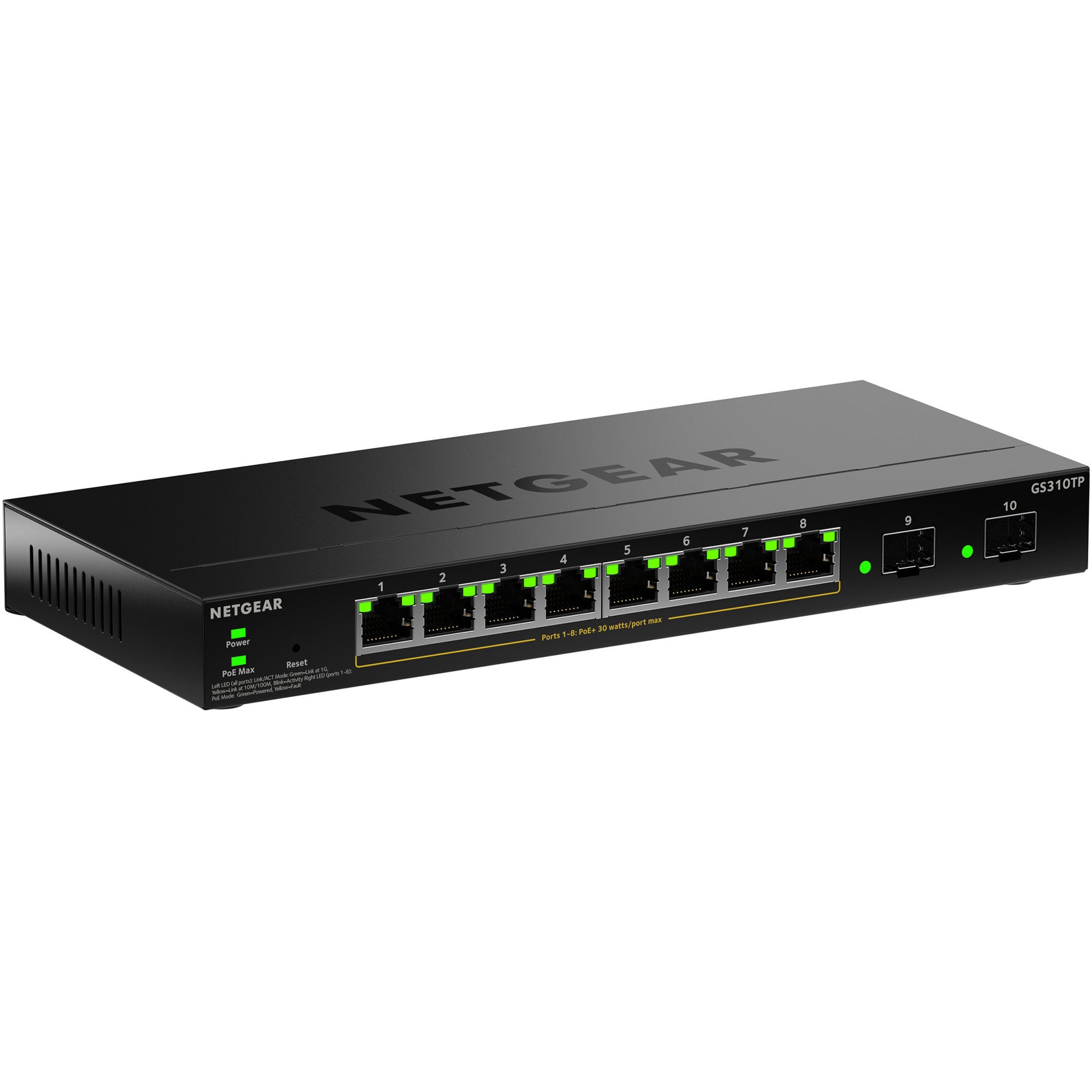 Switch Netgear gs310tpv2 (noir, budget poe 55w)