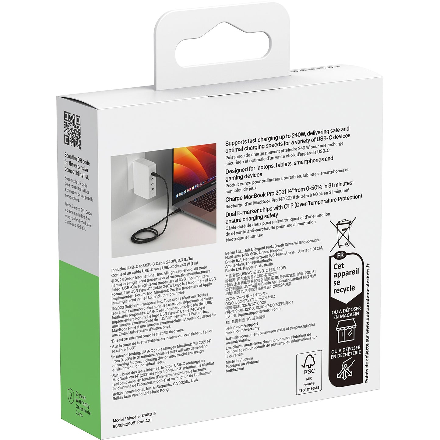 Belkin Boostcharge USB-C à USB-C Cable 240W