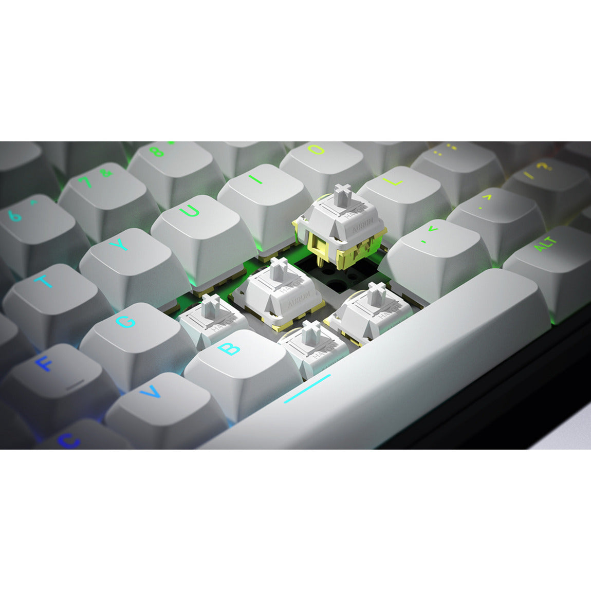 Hator rockfall 3 tkl sans fil, clavier de jeu (blanc, disposition américaine, hator aurum orange, RVB, touches PBT, hotswap, Bluetooth USB-C 2,4 GHz)