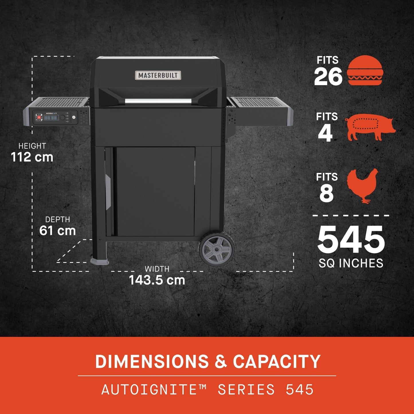Masterbuilt Autoignite Series 545 Barbecue de charbon de bois numérique E