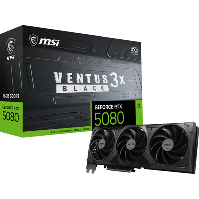 Carte graphique MSI Geforce RTX 5080 16G Ventus 3x OC Black (noir, 3x Display Port, 1x HDMI)