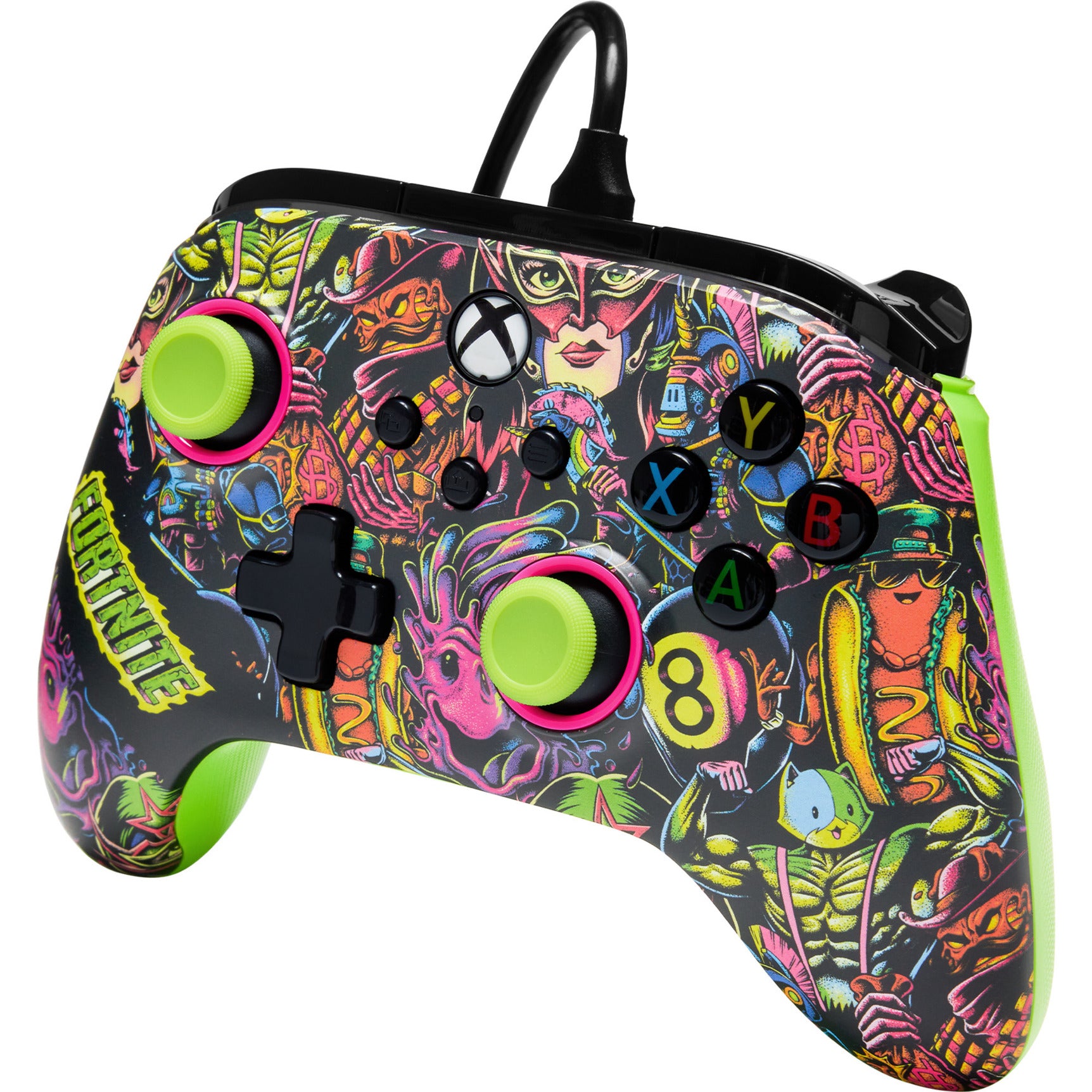 Manette Powera Advantage avec câble pour Xbox Series X|s - Fortnite : Glow (vert néon, Xbox Series X|s, Xbox One, PC)