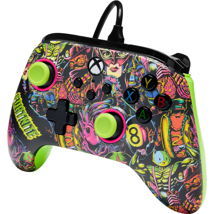 Manette Powera Advantage avec câble pour Xbox Series X|s - Fortnite : Glow (vert néon, Xbox Series X|s, Xbox One, PC)