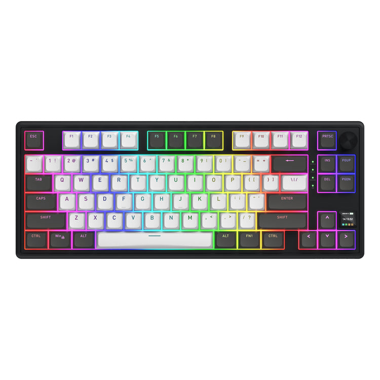 Hator skyfall pro sans fil, clavier de jeu (noir, disposition américaine, hator aurum vanille silencieux, 80 % (tkl), RVB, pbt double-shot, échange à chaud, USB-C Bluetooth 2,4 GHz)