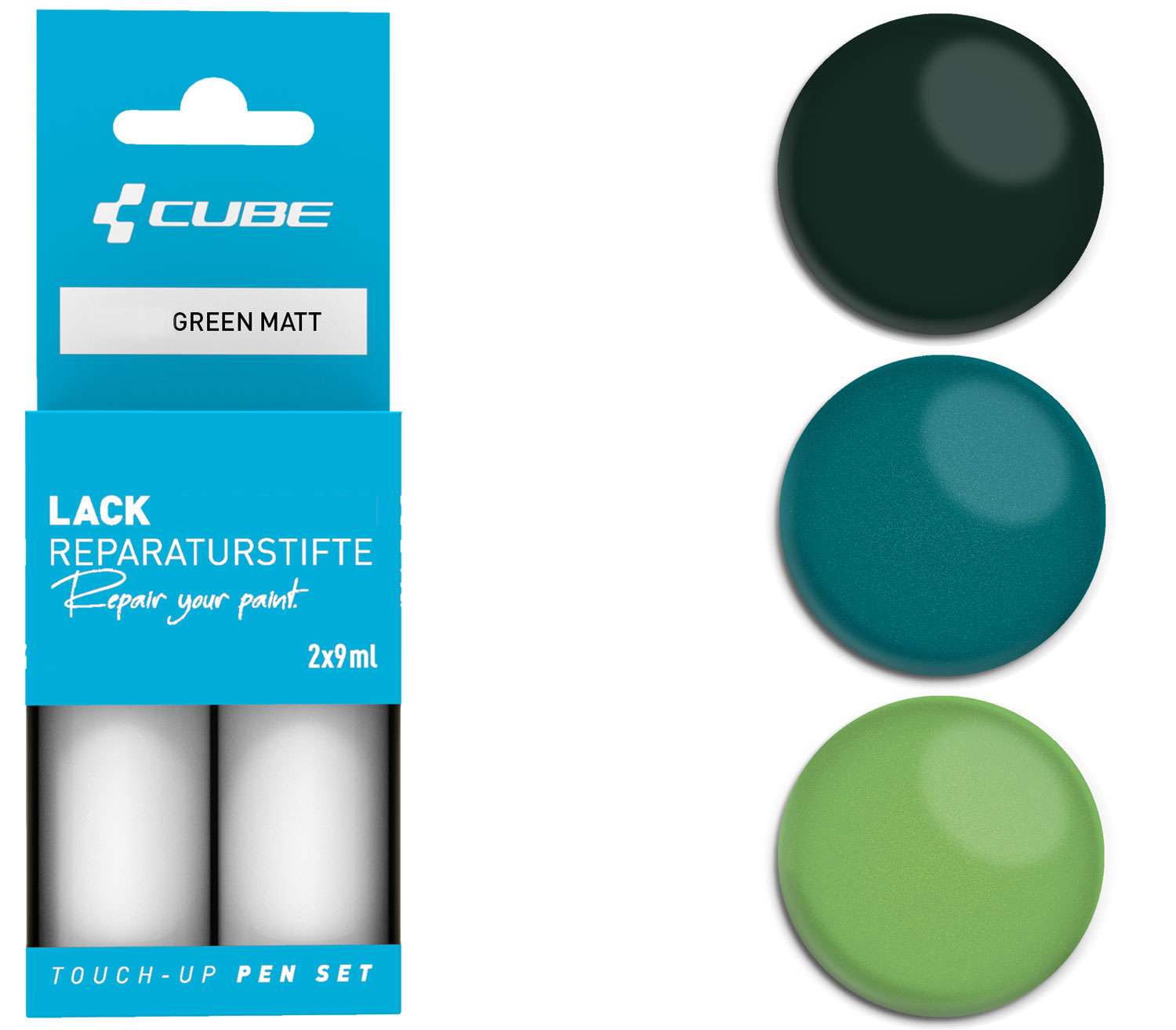 Set de stylos de retouche Cube vert mat