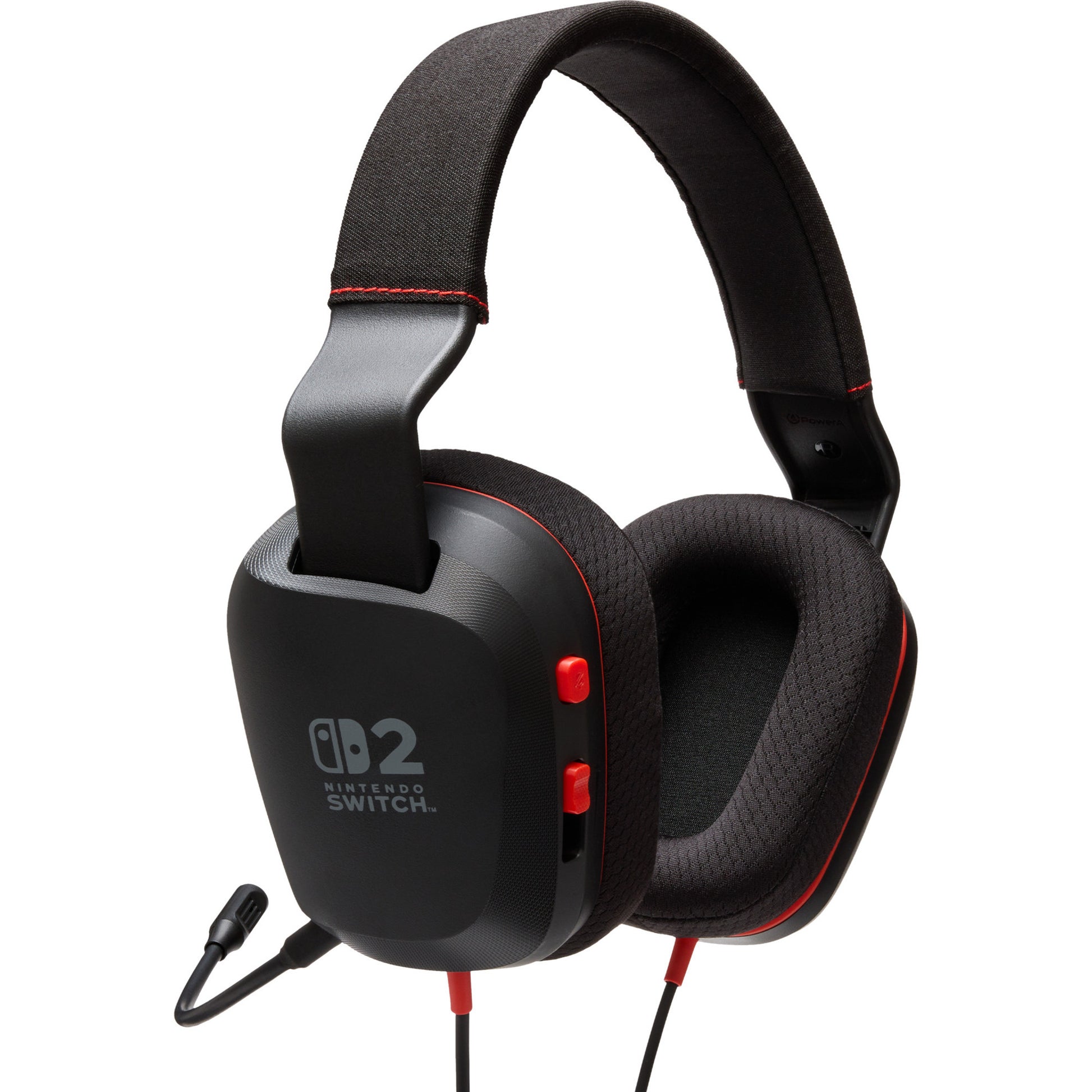Casque stéréo filaire Powera pour casque de jeu supra-auriculaire Nintendo Switch 2 (noir rouge, Nintendo Switch 2, Nintendo Switch – modèle OLED, Nintendo Switch, Nintendo Switch Lite)